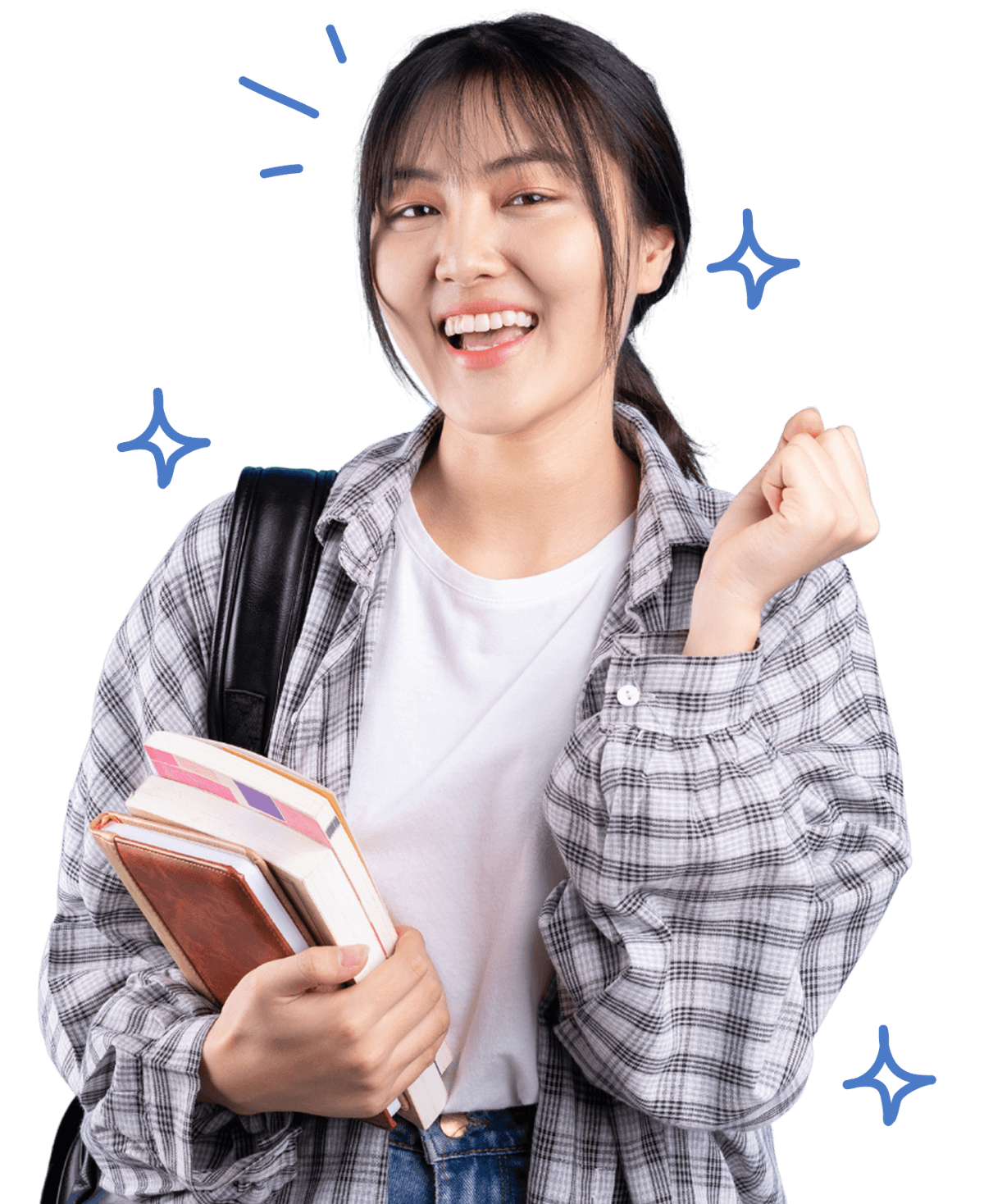 Happy student studying abroad